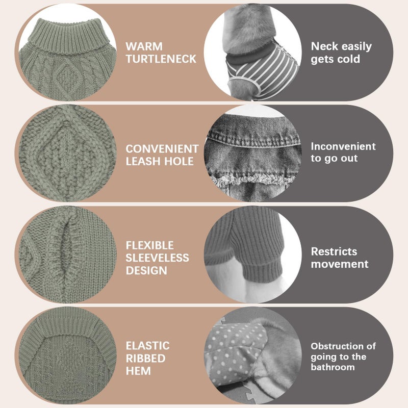 BINGPET Thermal Knitted Dog Sweater for Small Medium Large Dogs,Winter Dog Cat Coat Warm Sweartershirts Outfits,Classic Cable Knit Turtleneck Pullover Dog Jumper Coat Warm Sweartershirts - Image 3